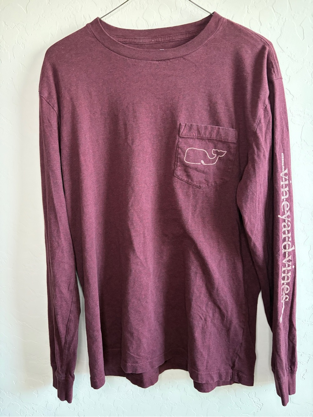 Vineyard Vines Burgundy Long-Sleeve Pocket Tee